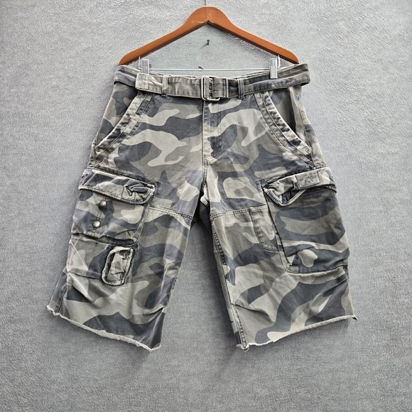Armani Exchange Other - Armani Exchange Men Shorts 32 Gray Cargo Camouflage Belted Grunge Skater Y2K